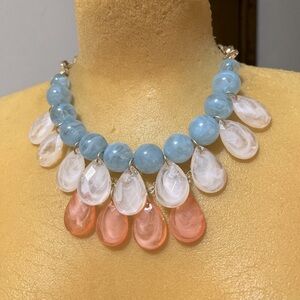 Elegant Blue and Pink Beaded Necklace